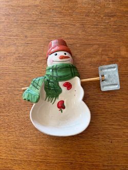 Hallmark Jan Karon Mitford Snowman Serving Dish with Shovel