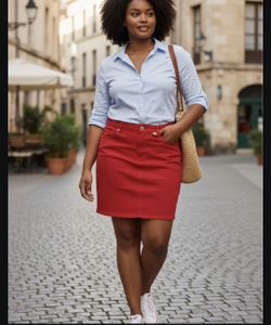 Torrid Ruby Red Denim Mini Skirt Size16-18