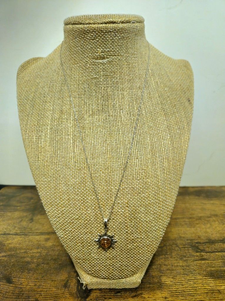 Amber Sun Sterling Silver Necklace