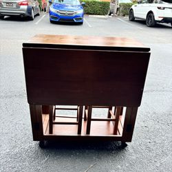 For Sale: Foldable, Modular Dining Table with drawer and Two Stools 