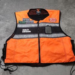 Harley Davidson Safety Vest Adult Men's 3XL Orange High Visibility Reflective