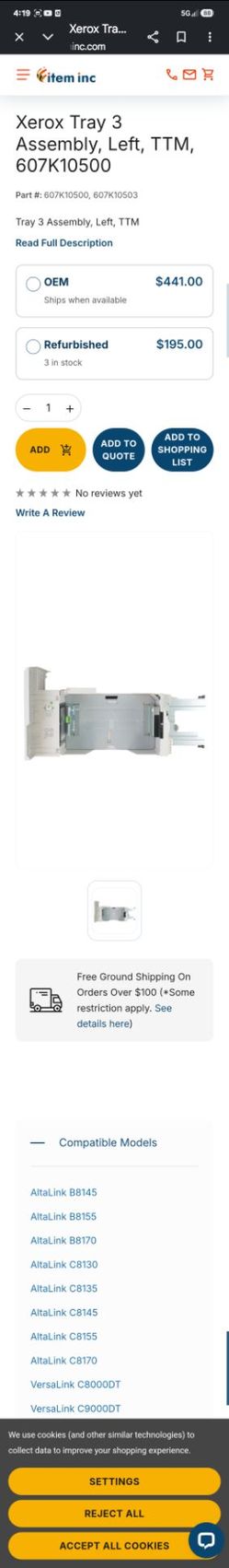 Xerox tray 3 assemble