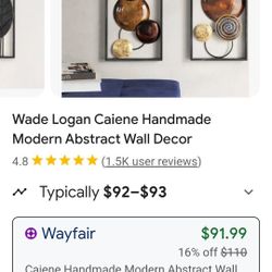 Set Of Handmade Metal Modern Wall Art