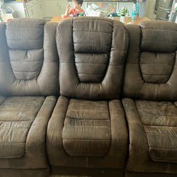 Electric Reclining Leather Couch And Loveseat
