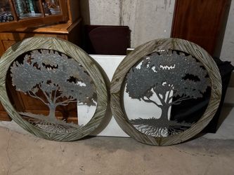 Two Metal/Wood Wall Art Pieces