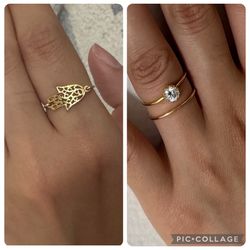 Ring Bundle Sideways Hand of God Hamsa Ring Gold Color Set Fashion Jewelry Rings