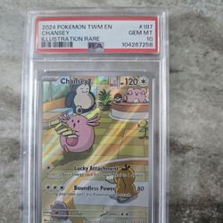 2024 Pokemon Twm En-Twilight Masquerade #187 Chansey Illustration Rare PSA 10