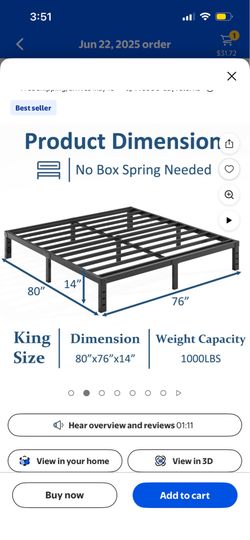 King size bed frame