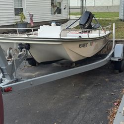 13’ Delquay Dory Boat With Motor And Trailer