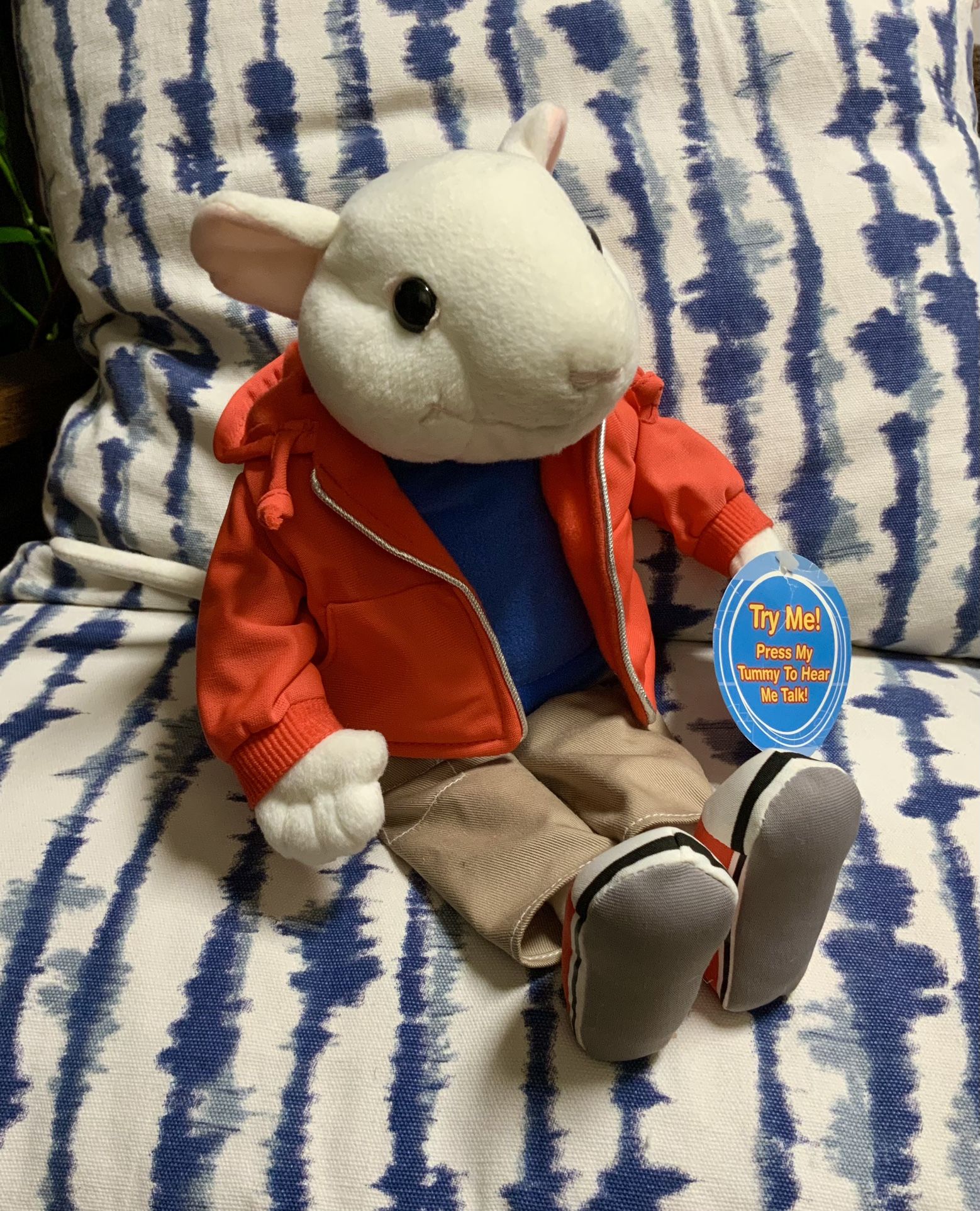 Stuart Little 2 Talking Doll 16" Mouse Plush Stuff Animal Toy Hasbro 2002 Works