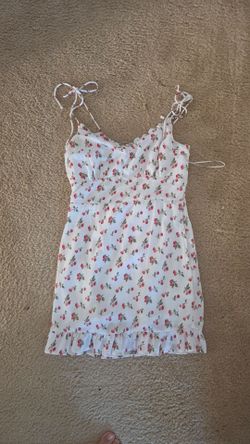 White Cherry Print Mini Dress