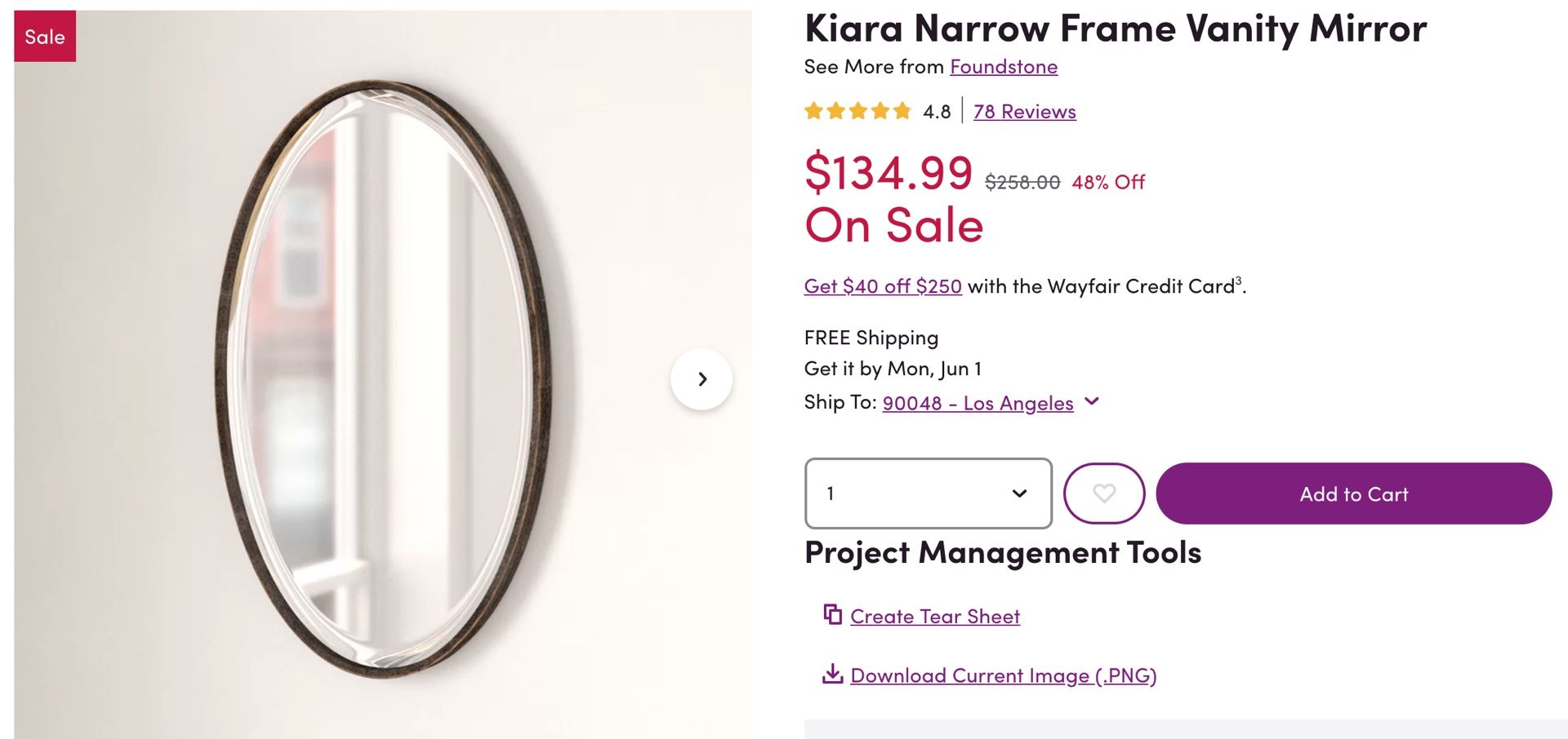 Brand new Oval Mirror - Bronze