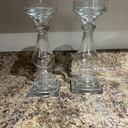 Two Glass Candle Hodlers
