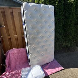 Twin XL Bed With Frame Mattress Topper And Bedding