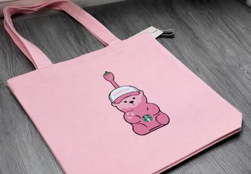 Starbucks Pink Bear Tote Bag NWT Canvas Shopper Reusable Bag Kawaii Limited Edition
