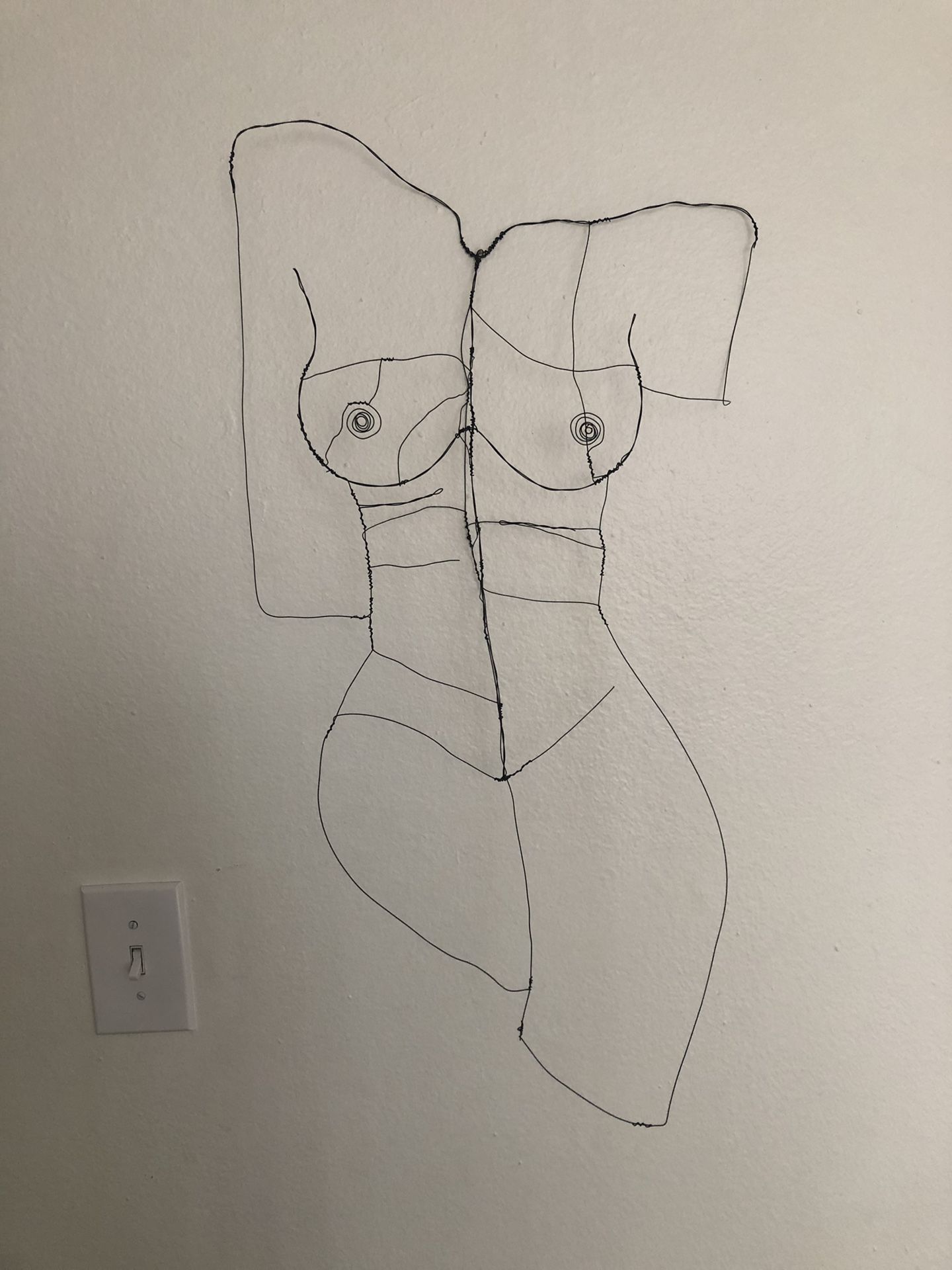 Woman wire sculpture art wall hanging