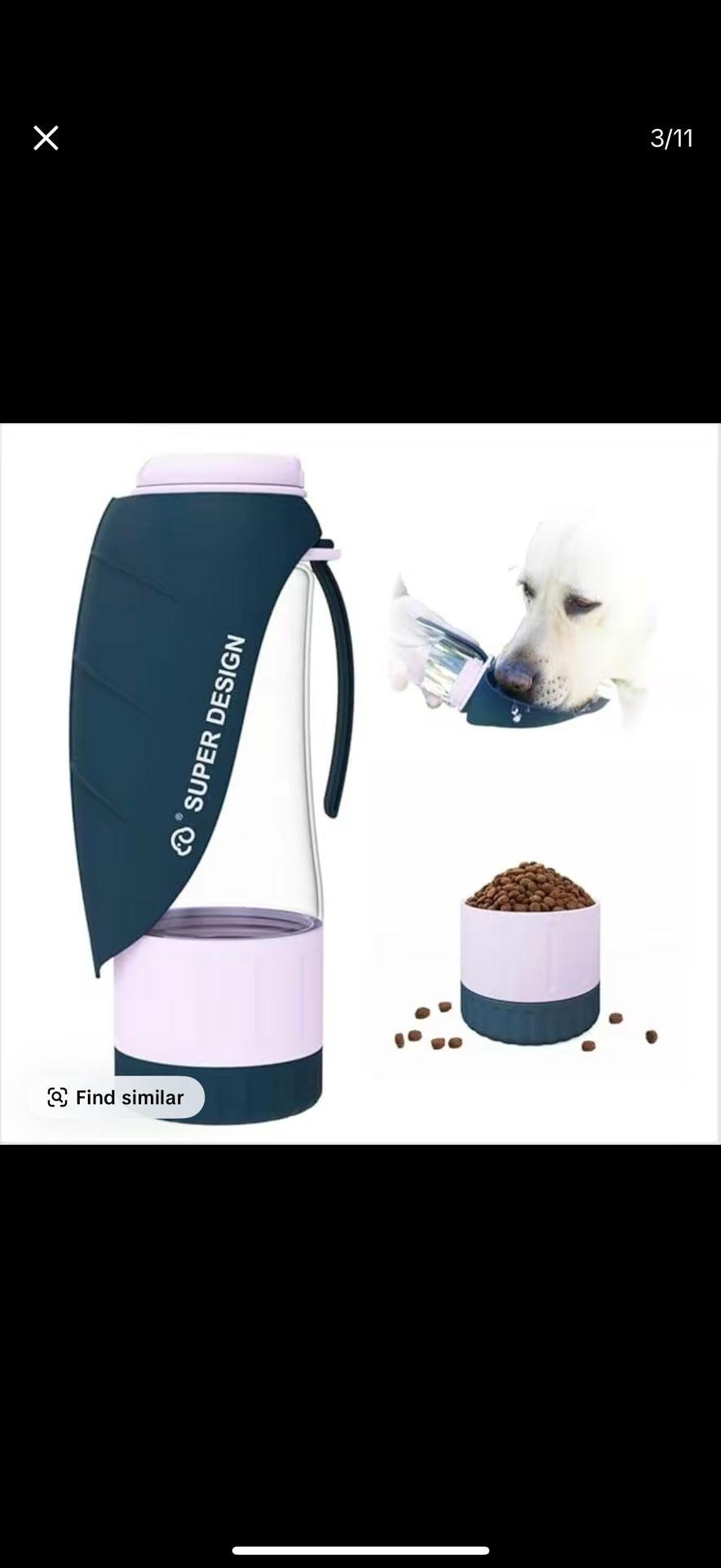 Hydro Paw Portable Dog Water Bottle Dispenser with Detachable Food Container & Wide Drinking Cup for Outdoor Activities