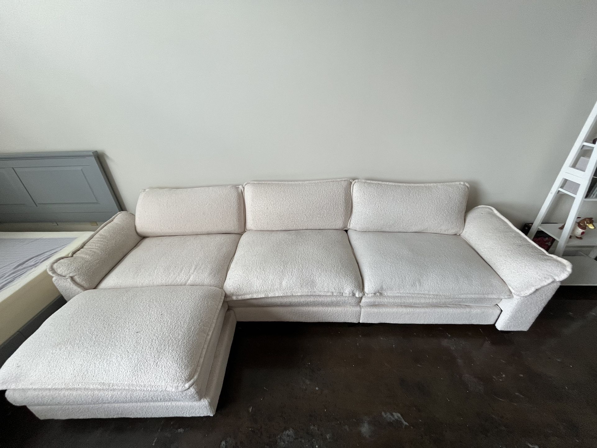 tan Avrilynn 120" Upholstered Cloud Sofa & Couch with Ottoman