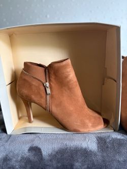 Tan Suede Heeled Ankle Booties