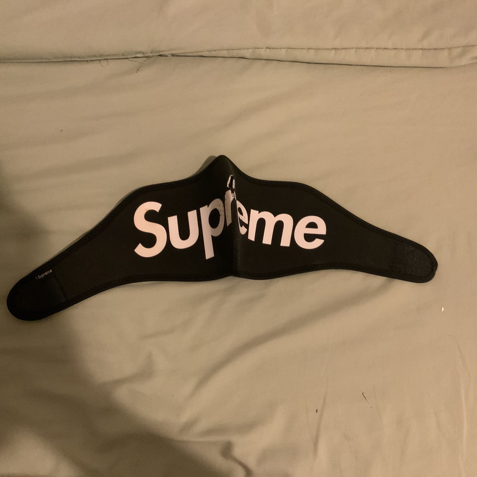 Black And White Supreme Face Mask With Velcro Straps