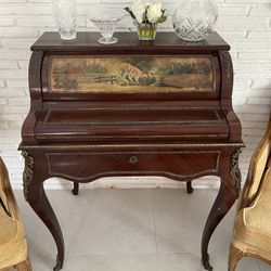 Vernis Martin Style French Louis XV Cylinder Desk 