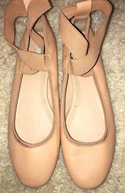 Cute nude Ballet Flats with elastic straps,sz 7.