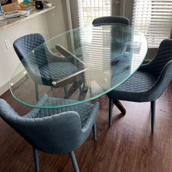 Glass Dining Room Table + 4 Chairs