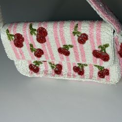 Hand Beaded Cherry Purse