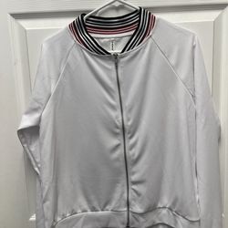 Tresics Zip Up Jacket White Black And Red Stripes SIZE L