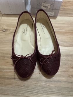 Anniel Burgundy star Suede Ballet Flats
