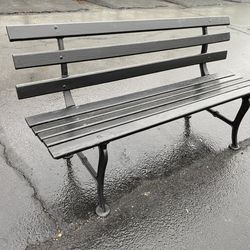Vintage wood and iron patio bench 60”