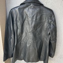 Black leather jacket Jaqueline Ferrar  Women's Black leather jacket Vintage Peacoat Coat Jaqueline Ferrar