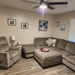 Living Room Set With Sectional/Ottoman AND Recliner 