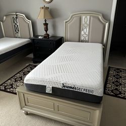 Eastwood Furniture Twin Size Gold Bed Frame with Memory Foam Mattress and Box Spring 