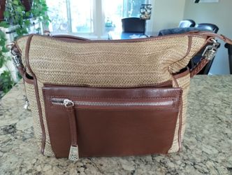 Brighton Purse. Woven Fabric With Leather Trim.