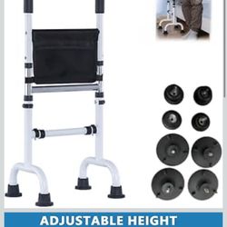 Standing Aid for Elderly, Adjustable Height Carbon Steel Walking Aids for Seniors with Anti-Slip Suction Foot Pads, Thickened and Enhanced Load-Bearin