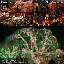 403ft 1000 LED String Lights Outdoor Christmas Lights 8 Modes & Timer Fairy Light Plug in Waterproof LED String Lights for Xmas Yard Tree Wedding Part
