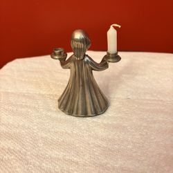 Vintage Pewter Angel Candle Holder – Norway Marked – Mid-Century Scandinavian Decor