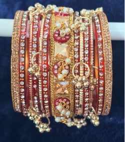 Red and Gold Bridal Bangle Set