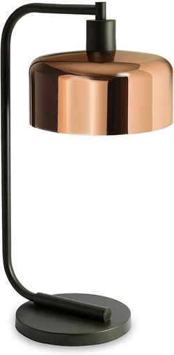 Industrial Modern Contemporary Style in Blackened Bronze, Polished Copper Metal Shade for, Bedroom, Living Room, Office, Study Table Lamp, One Size