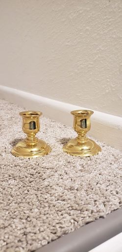 Set of 2 Partylite Candlestick holders candle holder bronze gold color