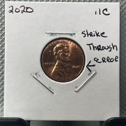 2020 1C Shield Penny With An Strike Through on Obv!