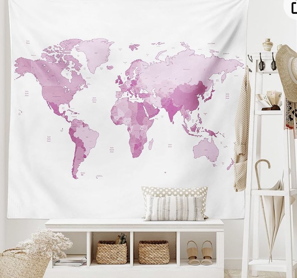 Pink world tapestry