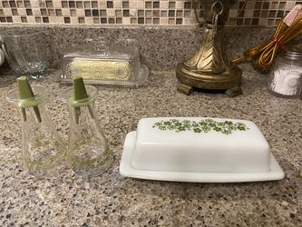 Vintage Pyrex Butter Dish with Salt & Pepper Shakers