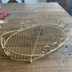  vintage gold-colored metal wire basket