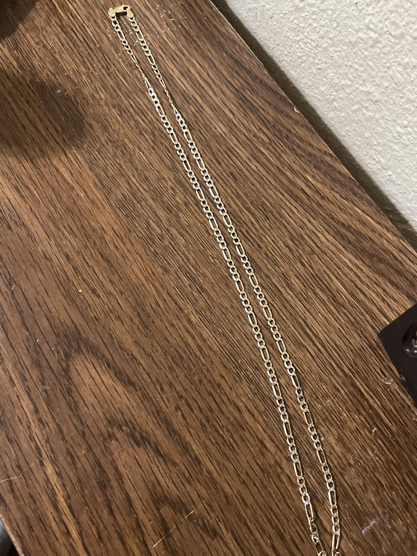 14K GOLD FIGARO CHAIN DIAMOND CUT