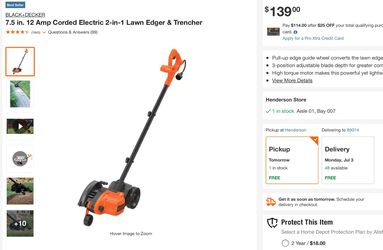 7.5 in. 12 Amp Corded Electric 2-in-1 Lawn Edger & Trencher by