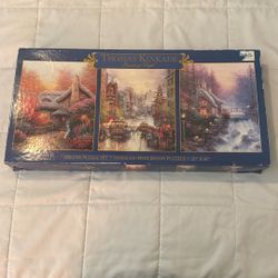 Thomas Kinkade Deluxe Puzzle Set Of 3. 
