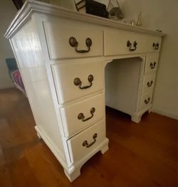 Vintage antique knee hole desk / also called a pedestal desk