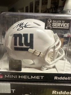 Michael Strahan Signed New York Giants Riddell STS Speed Mini Helmet Beckett